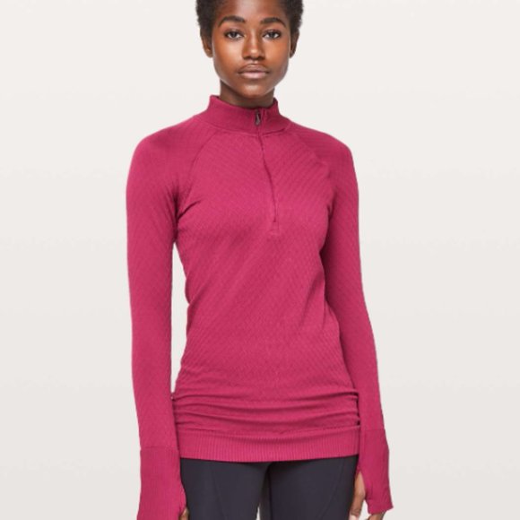 lululemon athletica Tops - Lululemon Rest Less 1/2 zip Star Ruby size 4